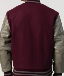 Maroon And Grey Varsity Jacket Back