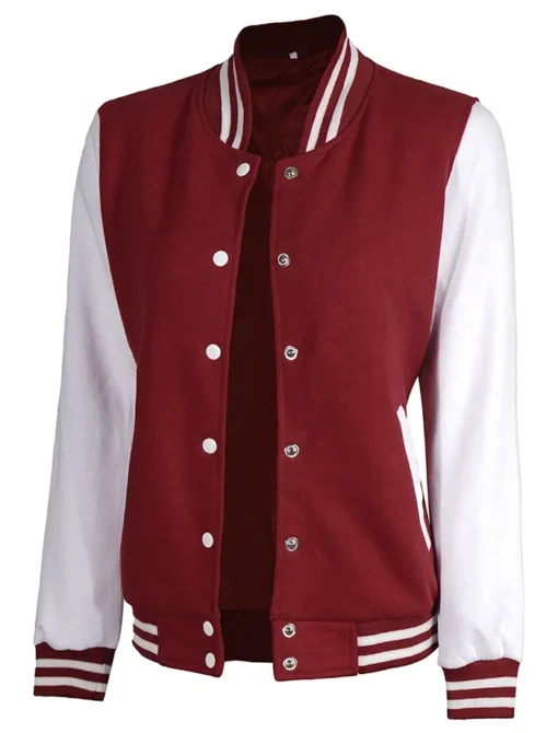 Maroon And Off White Varsity Jacket