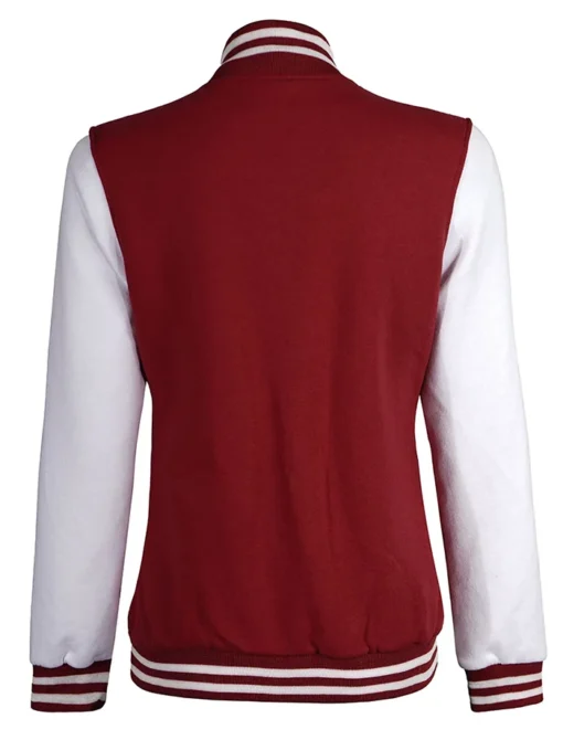 Maroon And Off White Varsity Jacket Back