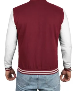 Maroon And White Varsity Jacket Back