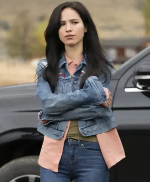 Monica Dutton Yellowstone Denim Blue Jacket Stand Up