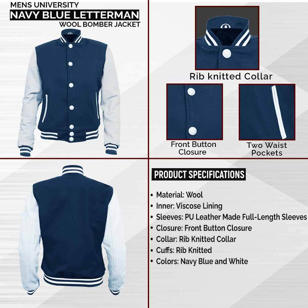 Navy and White Varsity Jacket