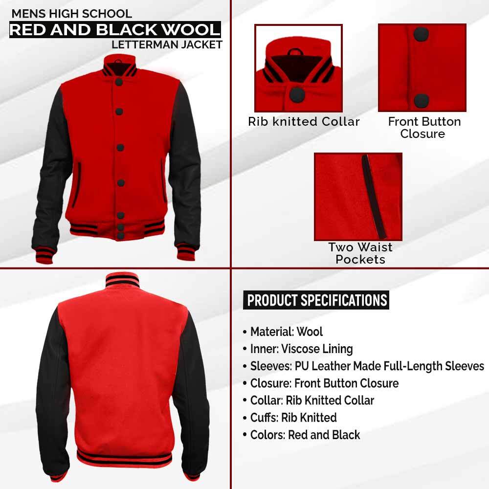 Red and Black Varsity Letterman Jacket
