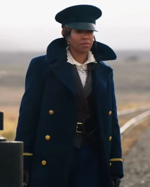 Regina King The Harder They Fall Blue Coat