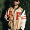 San Francisco 49ers Metallic Bomber Leather Jacket