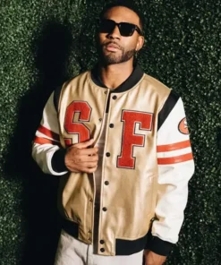 San Francisco 49ers Metallic Bomber Leather Jacket