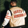 San Francisco 49ers Metallic Bomber Leather Jacket For Sale