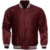 Satin Varsity Jacket Burgundy