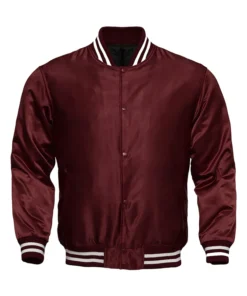 Satin Varsity Jacket Burgundy