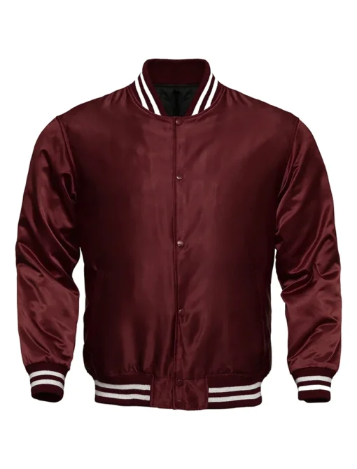 Satin Varsity Jacket Burgundy