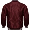 Satin Varsity Jacket Burgundy Back