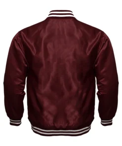 Satin Varsity Jacket Burgundy Back