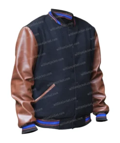 Seinfeld Varsity Bomber Jacket with Leather Sleeves Left Side