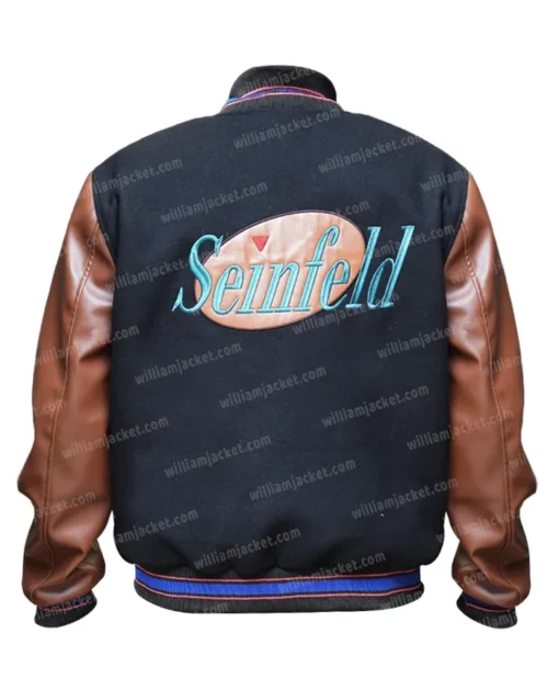 Seinfeld Varsity Bomber Jacket with Leather Sleeves Patched