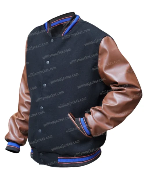 Seinfeld Varsity Bomber Jacket with Leather Sleeves Right Side