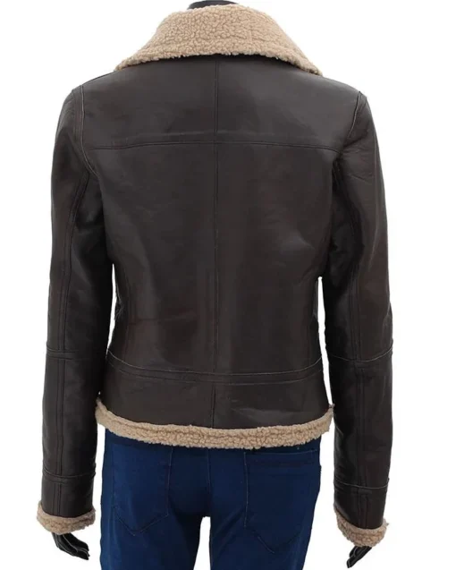 Shop Addie Dark Warm Shearling Leather Jacket