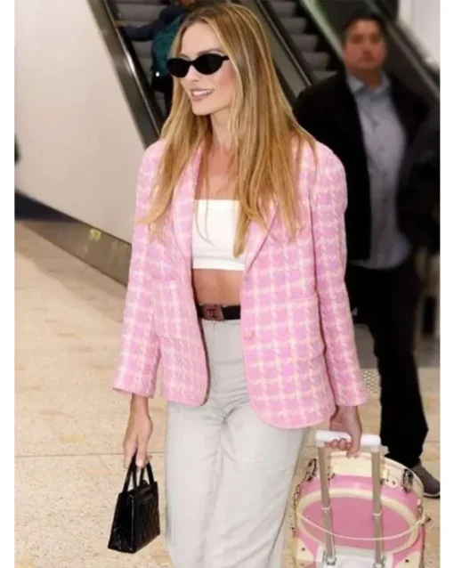 Barbie 2023 Margot Robbie Checkered Pink Blazer - Image 3