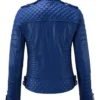 Shop Evander Blue Leather Biker Jacket