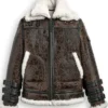 Shop John Triple Belted Cuffs Shearling Leather Jacket