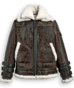 Shop John Triple Belted Cuffs Shearling Leather Jacket