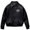 Shop Stegaro Black Real Leather Bomber Jacket