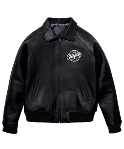 Shop Stegaro Black Real Leather Bomber Jacket