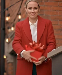 Shop The Christmas Charade Rachel Skarsten Red Wool Coat