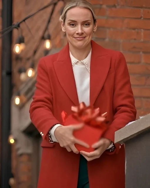 Shop The Christmas Charade Rachel Skarsten Red Wool Coat