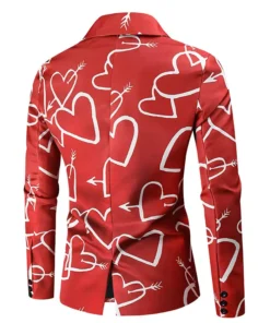 Shop Valentines Day Hearts Printed Red Blazer