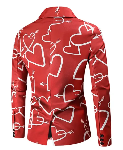 Shop Valentines Day Hearts Printed Red Blazer