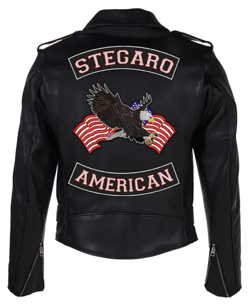 Stegaro American Black Biker Leather Jacket