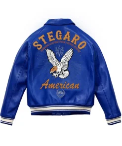 Stegaro American Blue Studded Leather Jacket