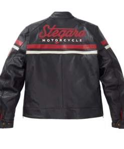 Stegaro Black Motorcycle Leather Jacket