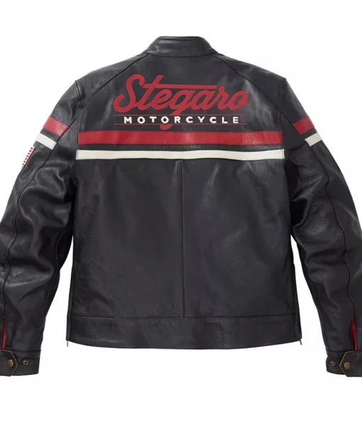 Stegaro Black Motorcycle Leather Jacket