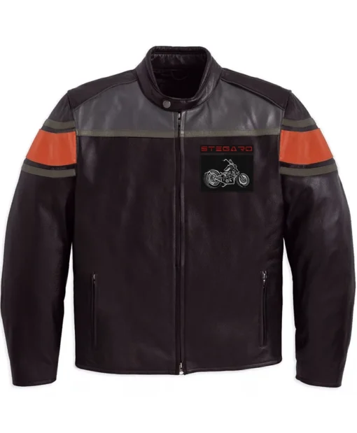 Stegaro Cafe Racer Black Leather Jacket