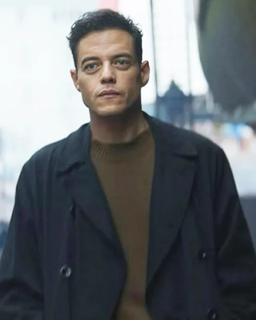 The Amateur Rami Malek Black Cotton Coat For Sale