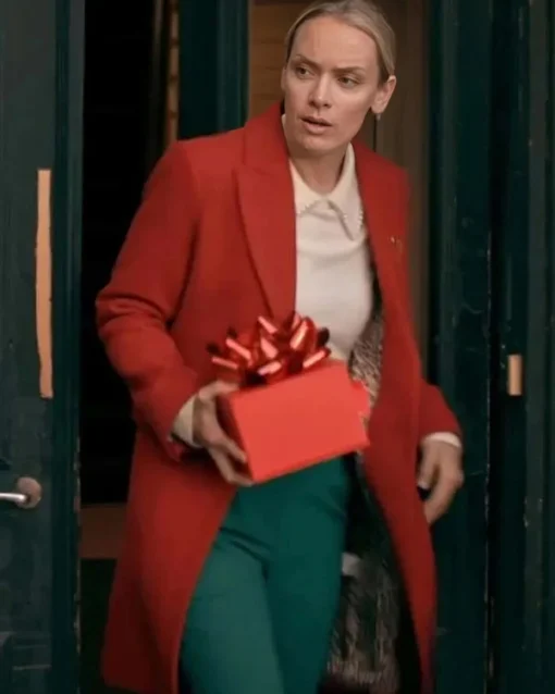 The Christmas Charade Rachel Skarsten Red Wool Coat