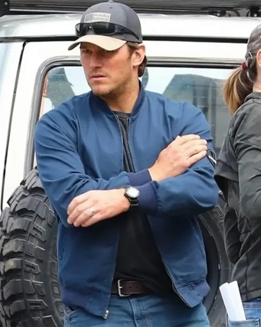 The Terminal List Chris Pratt Blue Bomber Jacket