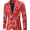 Valentines Day Hearts Printed Red Blazer For Men on Sale