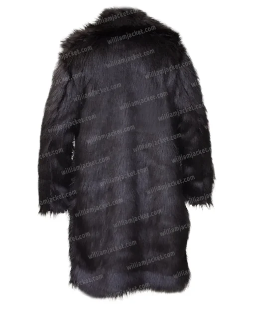 Winter Black Persian Lamb Fur Coat Back