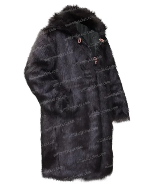 Winter Black Persian Lamb Fur Coat Left Side