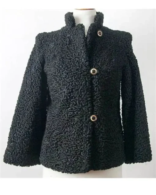 Women Persian Astrakhan Black Lamb Fur Coat