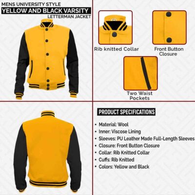 Yellow-and-Black-Varsity-Letterman-Jacket