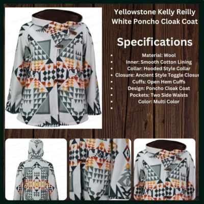 Yellowstone-Kelly-Reilly-White-Poncho-Cloak-Coat-Infographic