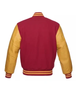 burgundy and gold varsity jacket Back