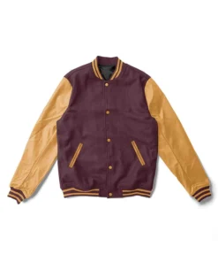 burgundy and yellow varsity jacket​