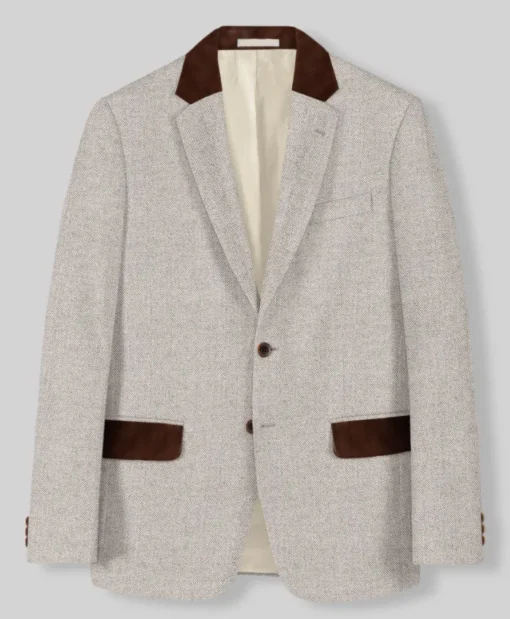 David Vintage Style Tweed Beige Suit For Mens - Image 2