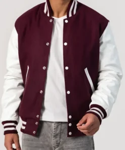 maroon and white jacket