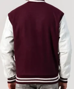 maroon and white jacket Back