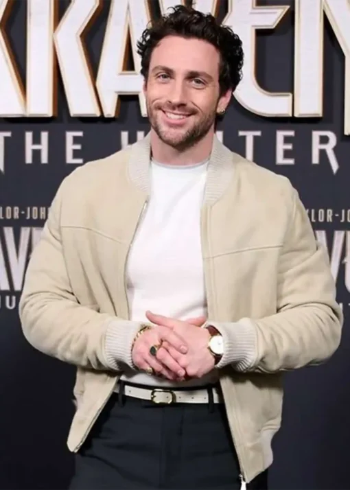 Aaron Taylor-Johnson Kraven the Hunter Bomber Jacket For Men